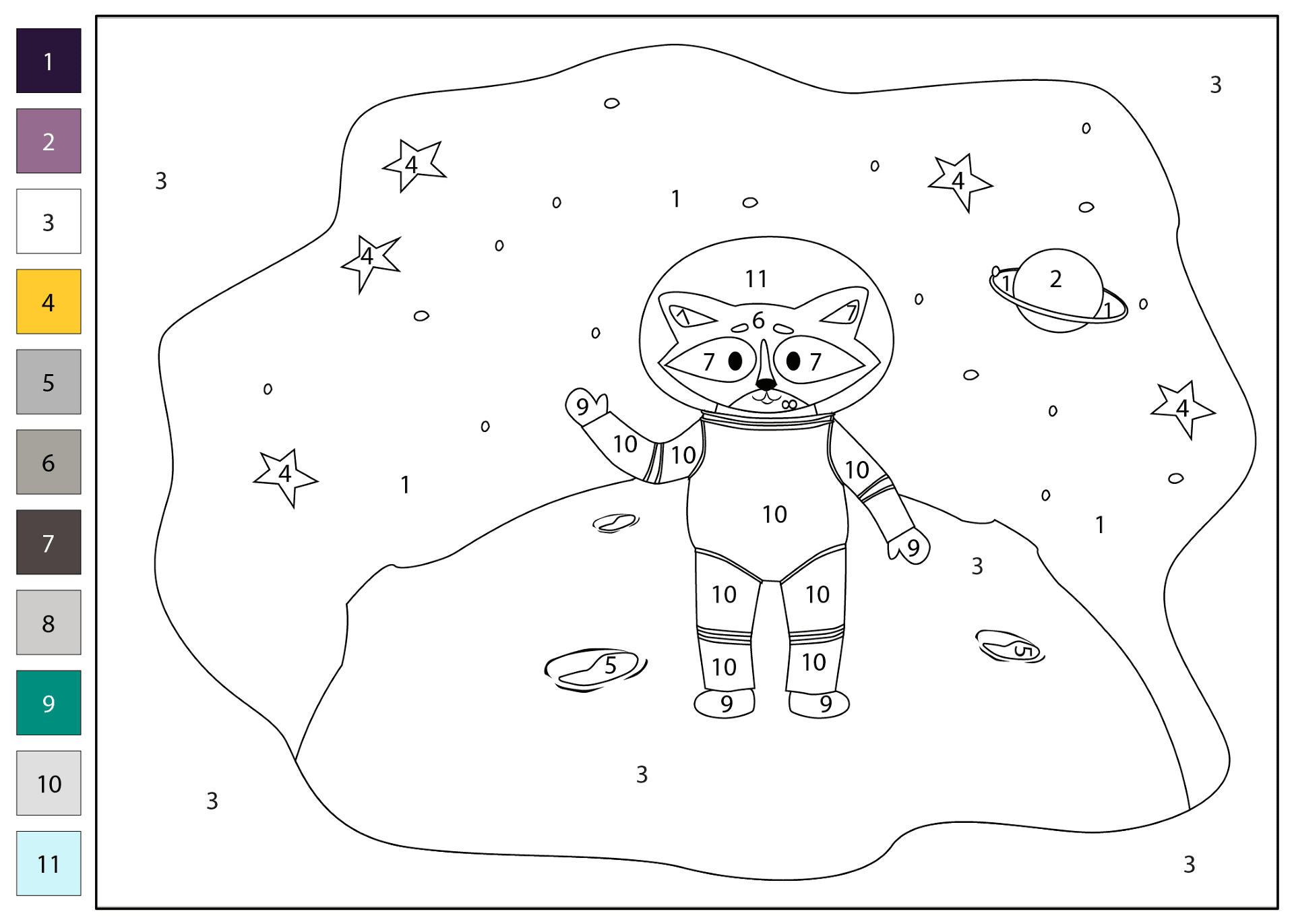 Desenho de Guaxinins para colorir e imprimir: número 28