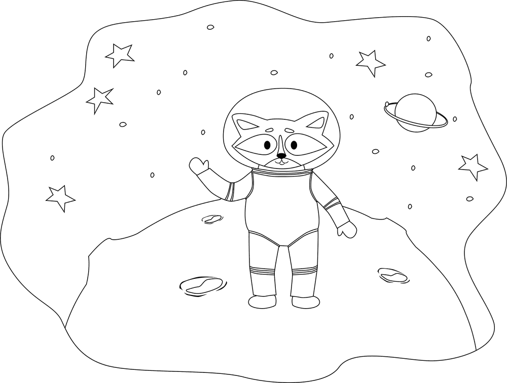 Desenho de Guaxinins para colorir e imprimir: número 29
