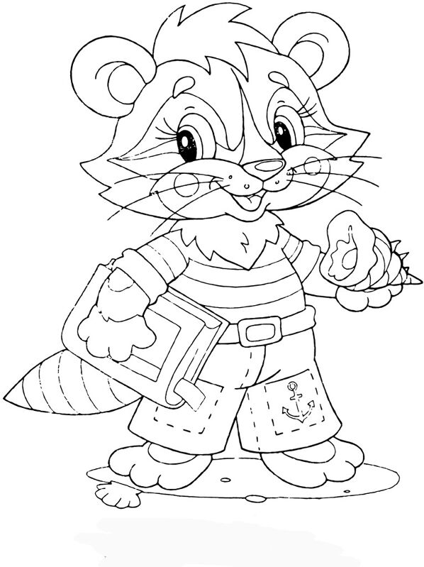 Desenho de Guaxinins para colorir e imprimir: número 31