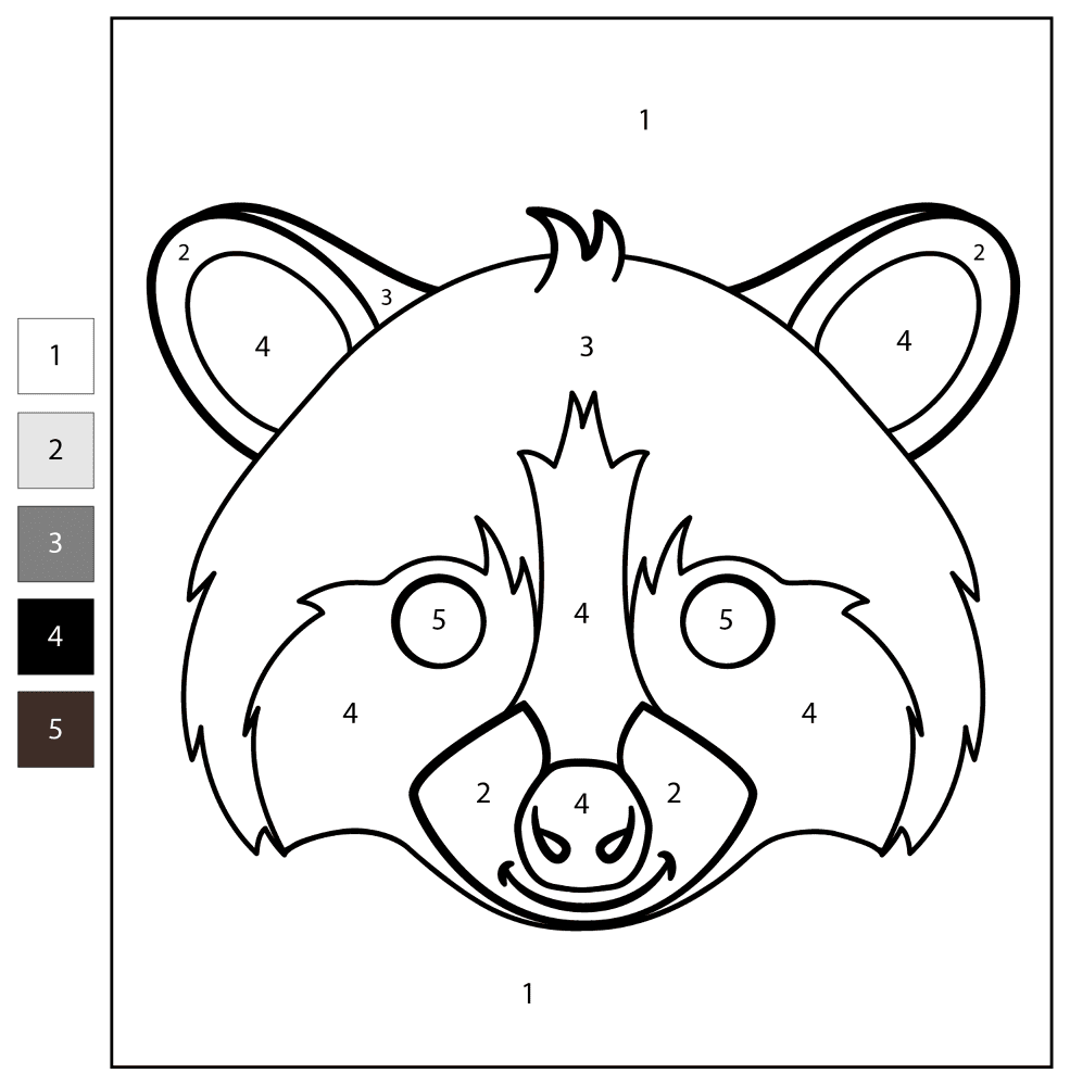 Desenho de Guaxinins para colorir e imprimir: número 35