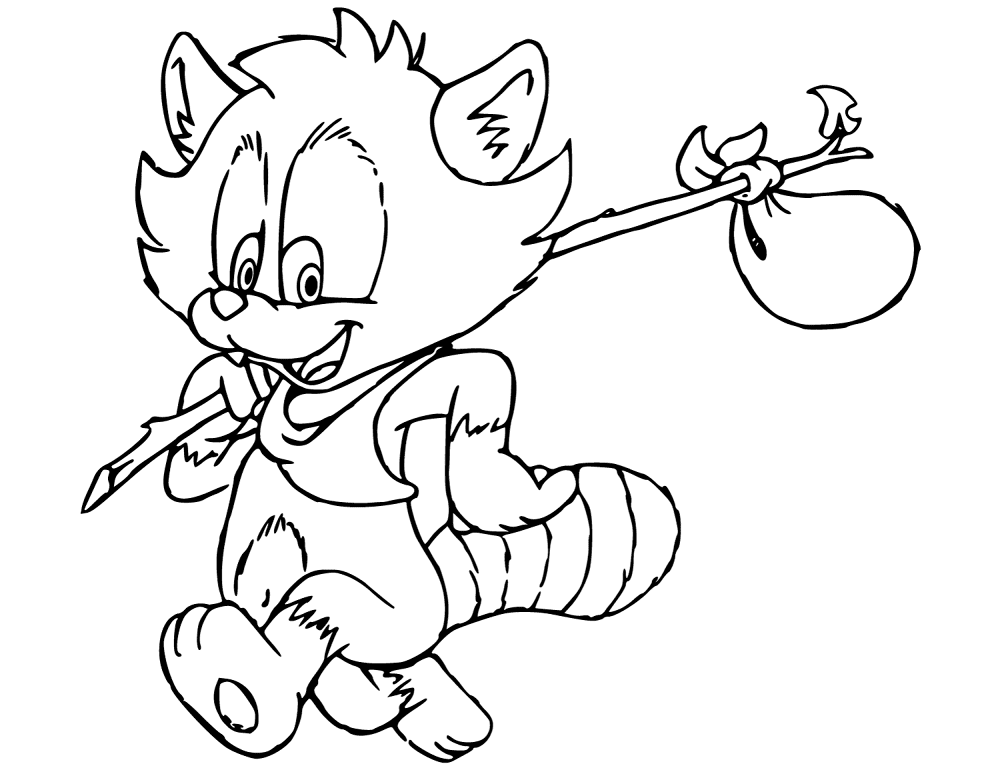 Desenho de Guaxinins para colorir e imprimir: número 39