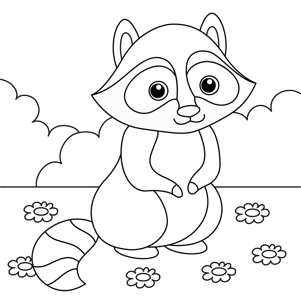 Desenho de Guaxinins para colorir e imprimir: número 40
