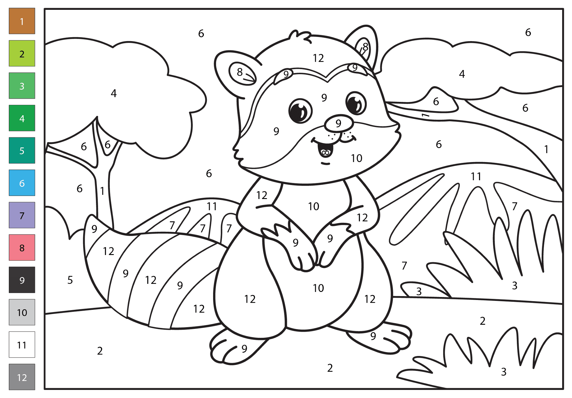 Desenho de Guaxinins para colorir