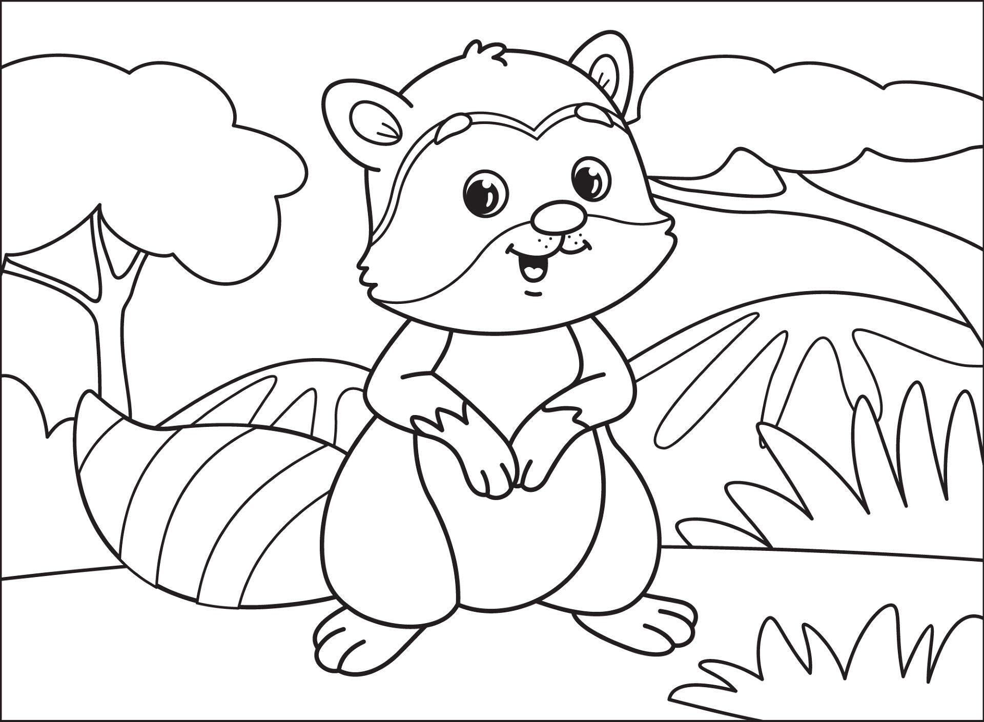 Desenho de Guaxinins para colorir