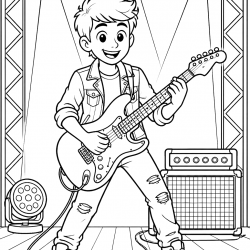 Desenho de Guitarra para colorir e imprimir: número 3