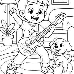 Desenho de Guitarra para colorir e imprimir: número 4