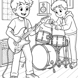 Desenho de Guitarra para colorir e imprimir: número 5