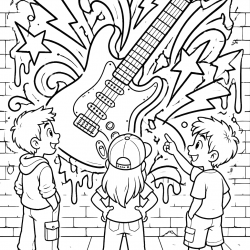 Desenho de Guitarra para colorir e imprimir: número 6