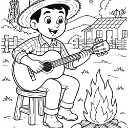 Desenho de Guitarra para colorir e imprimir: número 7