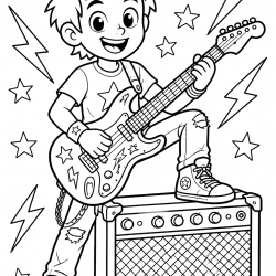 Desenho de Guitarra para colorir e imprimir: número 8