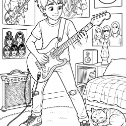 Desenho de Guitarra para colorir e imprimir: número 9
