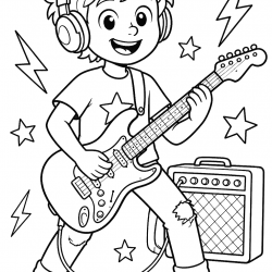 Desenho de Guitarra para colorir e imprimir: número 10