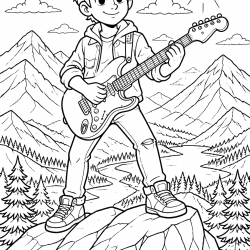 Desenho de Guitarra para colorir e imprimir: número 11