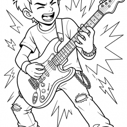 Desenho de Guitarra para colorir e imprimir: número 12