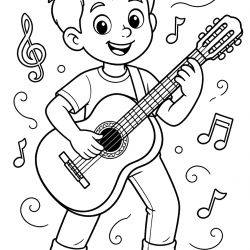 Desenho de Guitarra para colorir e imprimir: número 14