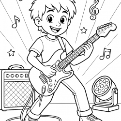 Desenho de Guitarra para colorir e imprimir: número 15
