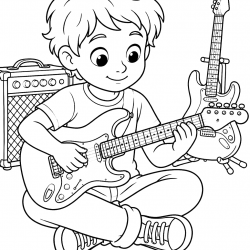 Desenho de Guitarra para colorir e imprimir: número 16