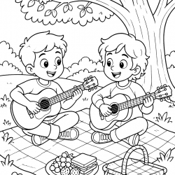 Desenho de Guitarra para colorir e imprimir: número 17