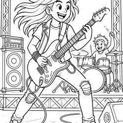 Desenho de Guitarra para colorir e imprimir: número 18