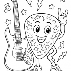 Desenho de Guitarra para colorir e imprimir: número 19