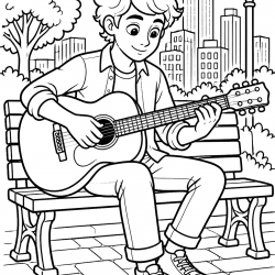 Desenho de Guitarra para colorir e imprimir: número 20