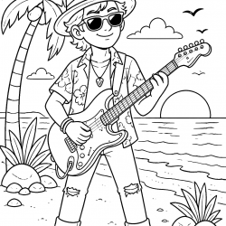 Desenho de Guitarra para colorir e imprimir: número 21