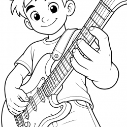 Desenho de Guitarra para colorir e imprimir: número 22