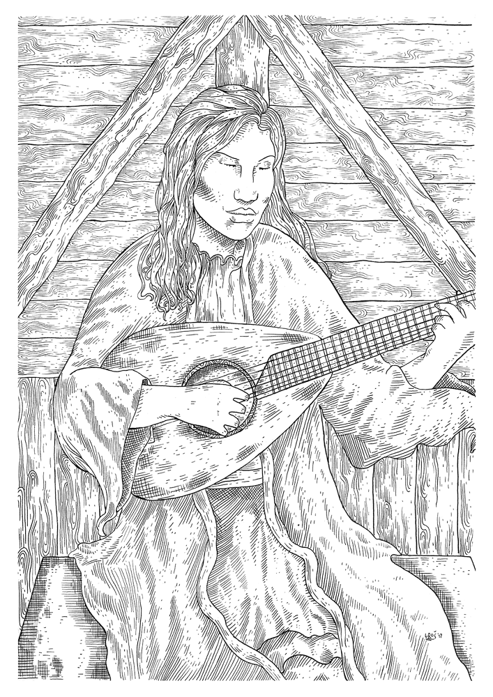 Desenho de Guitarra para colorir e imprimir: número 23