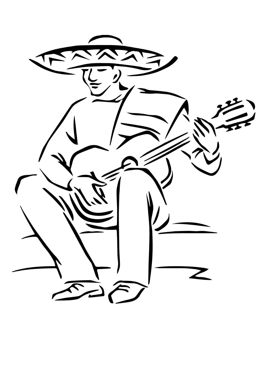Desenho de Guitarra para colorir e imprimir: número 25