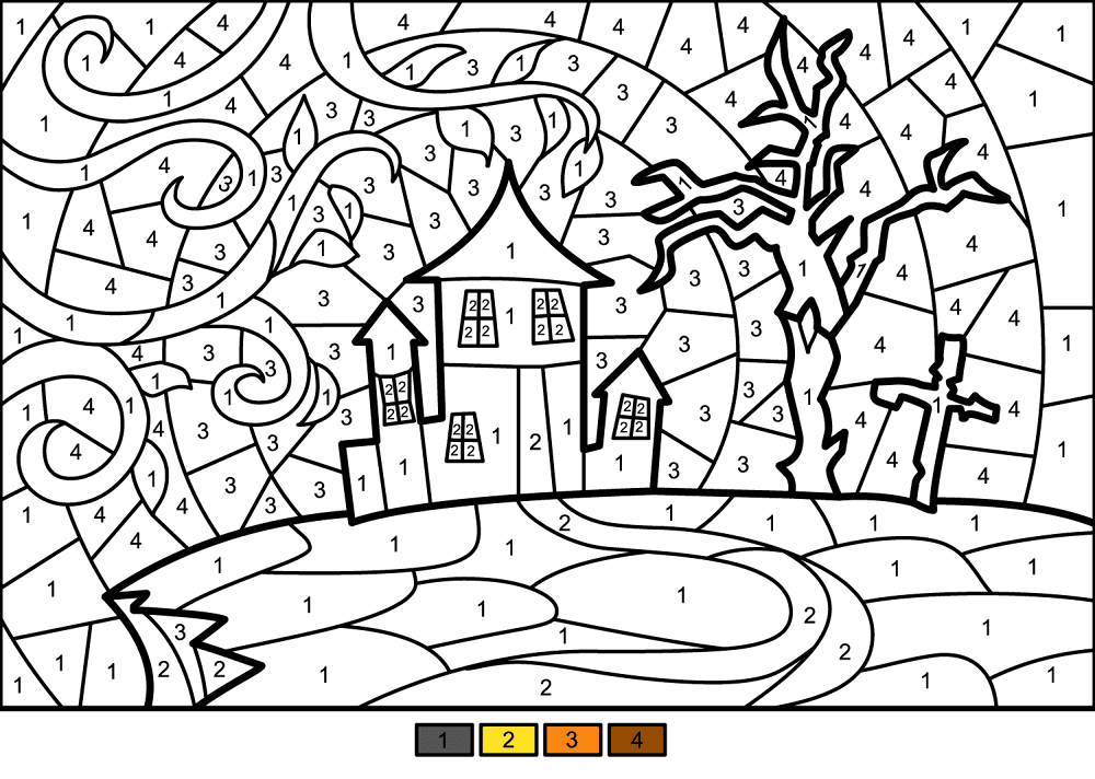 Desenho de Halloween para colorir e imprimir: número 3
