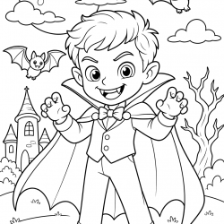 Desenho de Halloween para colorir e imprimir: número 5