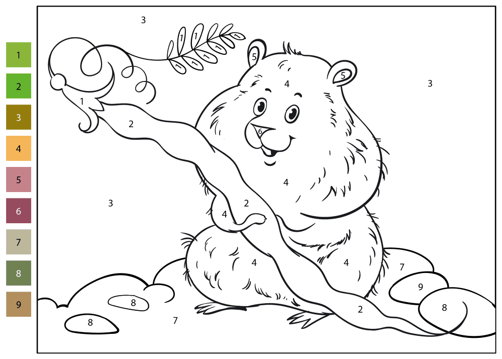 Desenho de Hamsters para colorir e imprimir: número 7