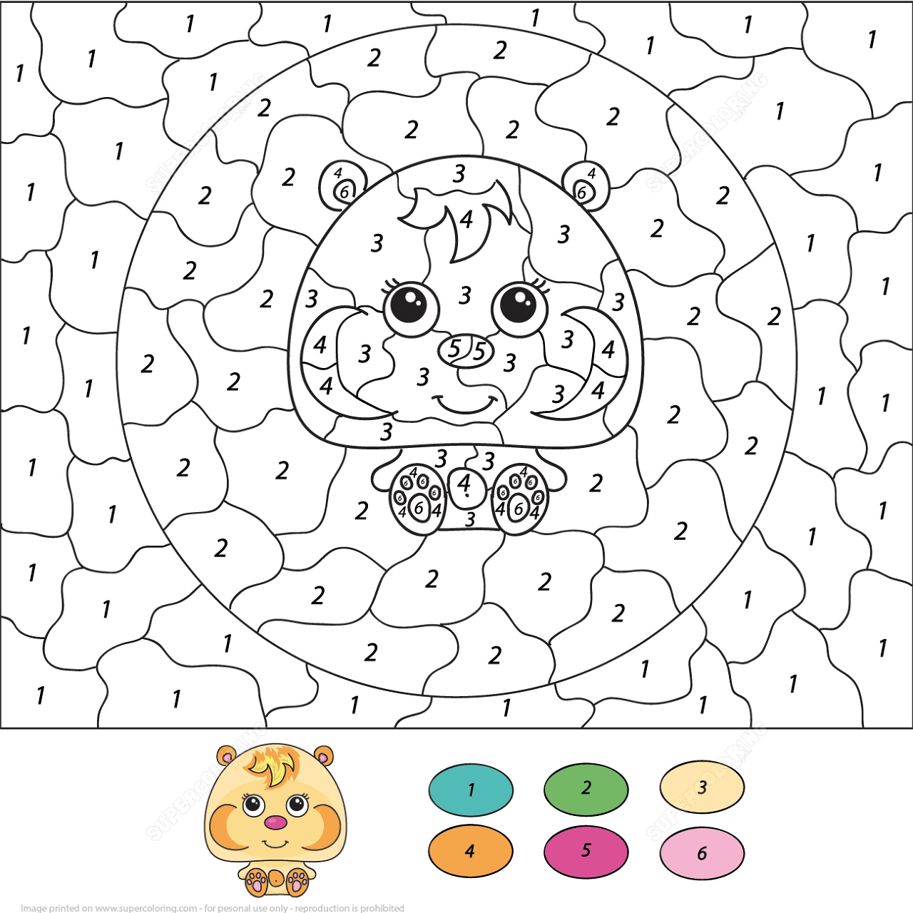 Desenho de Hamsters para colorir e imprimir: número 21