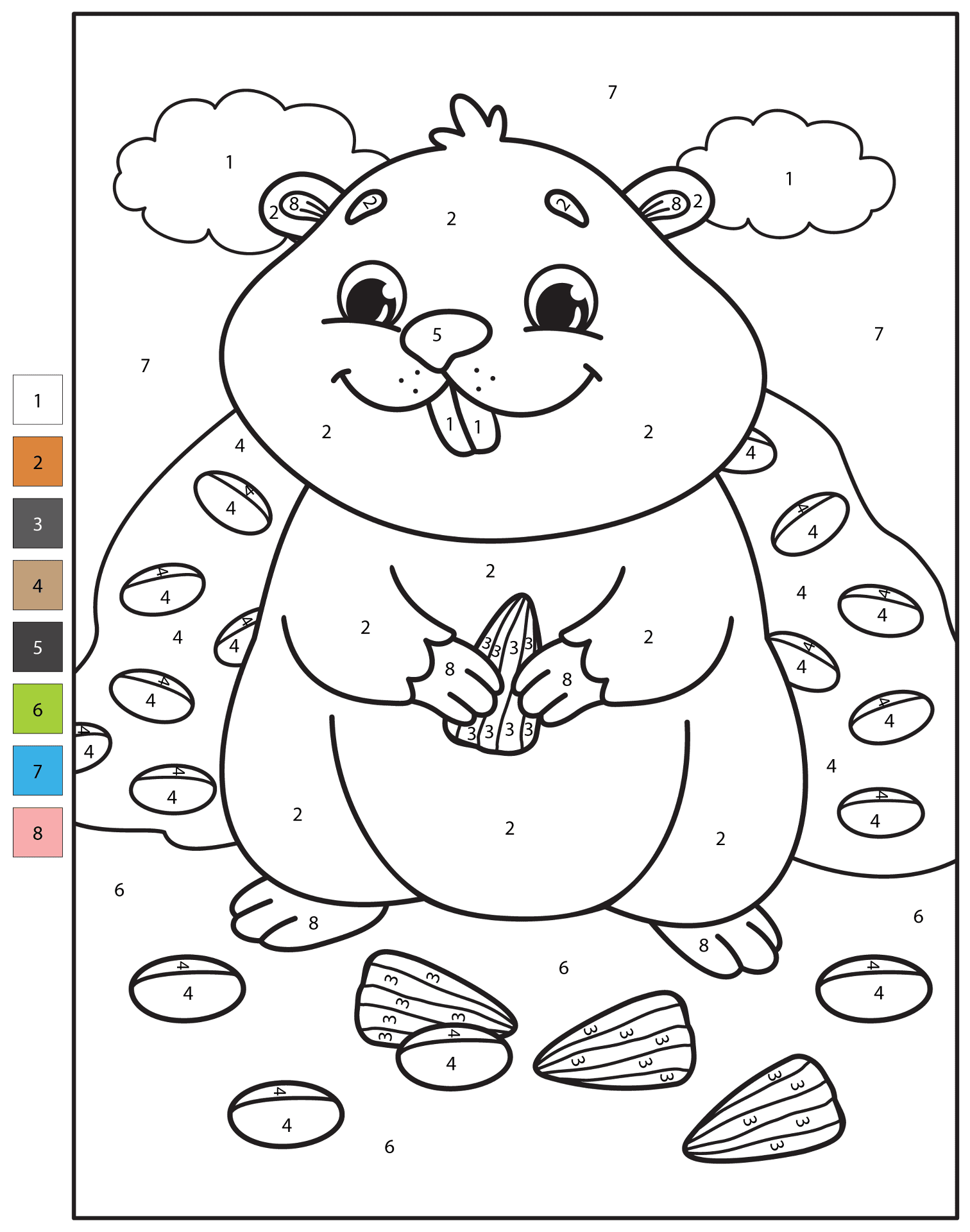 Desenho de Hamsters para colorir e imprimir: número 31