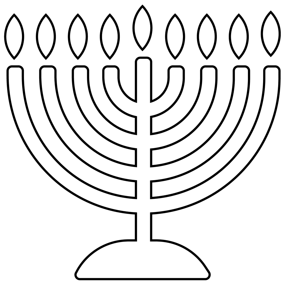 Desenho de Hanukkah para colorir e imprimir: número 2
