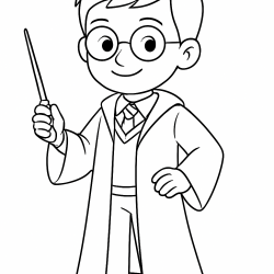 Desenho de Harry Potter para colorir e imprimir: número 1