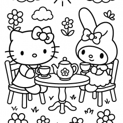 Desenho de Hello Kitty para colorir e imprimir: número 5