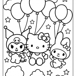 Desenho de Hello Kitty para colorir e imprimir: número 9