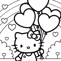 Desenho de Hello Kitty para colorir e imprimir: número 19