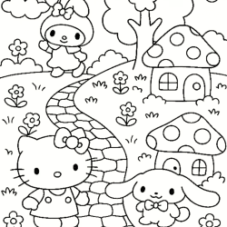 Desenho de Hello Kitty para colorir e imprimir: número 21