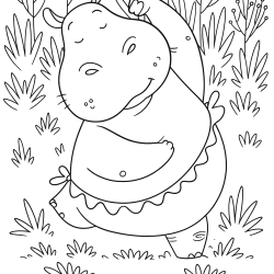 Desenho de Hipopotamo para colorir e imprimir: número 4