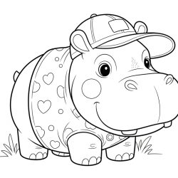 Desenho de Hipopotamo para colorir e imprimir: número 5