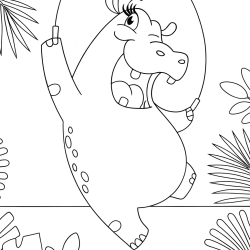 Desenho de Hipopotamo para colorir e imprimir: número 7