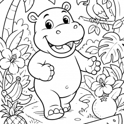 Desenho de Hipopotamo para colorir e imprimir: número 10