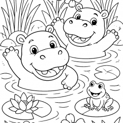 Desenho de Hipopotamo para colorir e imprimir: número 13