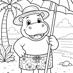Desenho de Hipopotamo para colorir e imprimir: número 14