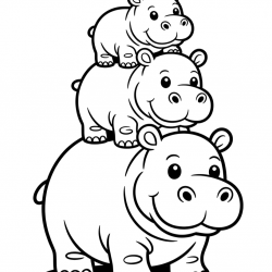 Desenho de Hipopotamo para colorir e imprimir: número 15