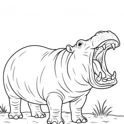 Desenho de Hipopotamo para colorir e imprimir: número 17