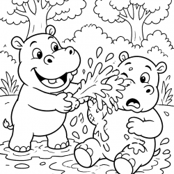 Desenho de Hipopotamo para colorir e imprimir: número 18