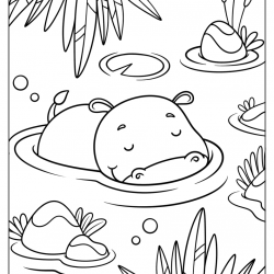 Desenho de Hipopotamo para colorir e imprimir: número 19